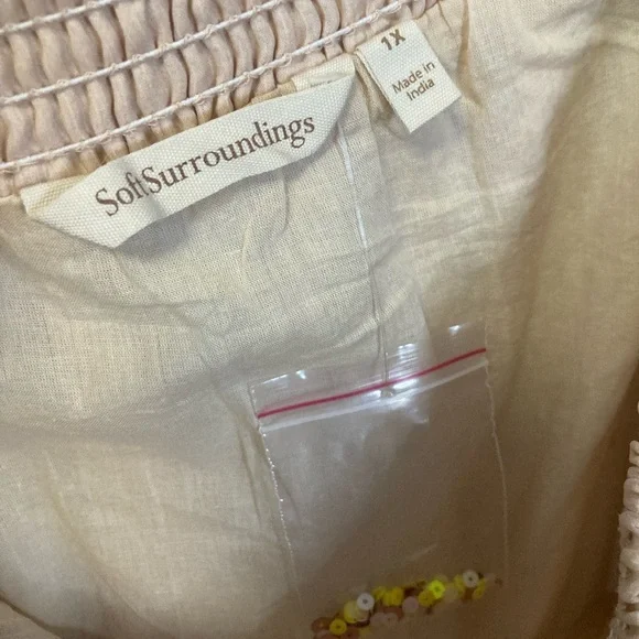 Soft Surroundings Floral Skirt in peach blush and Pink NWOT extra sequins - Picture 5 of 6